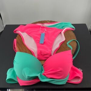 Pink and teal Popvil Bikini NWT
